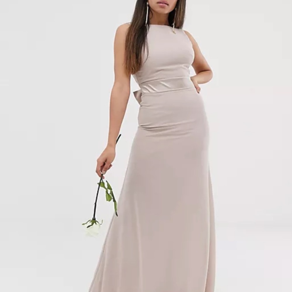 Bridesmaid bow back maxi in mink
